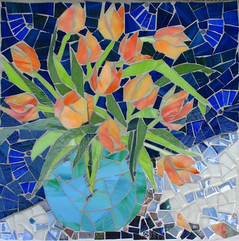 Maplestone Gallery  ~  Contemporary Mosaic Art  "Tulips"  by Suzanne Steeves