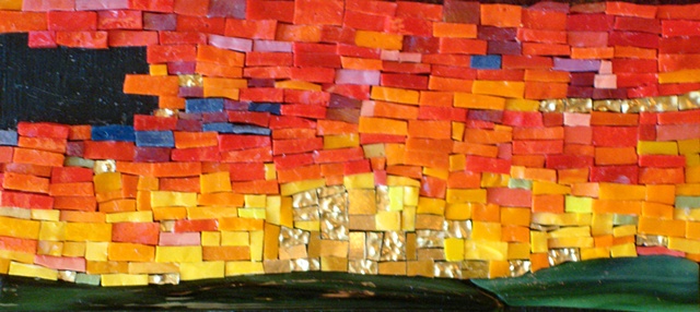 Maplestone Gallery ~ Contemporary Mosaic Art  ~ 'Sunset' by Suzanne Steeves
