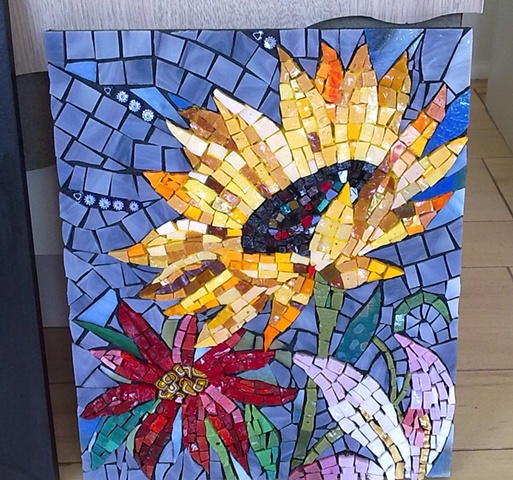 Sunflower Burst by Cristina Ciloci'  ~  Maplestone Gallery  ~  Contemporary Mosaic Art