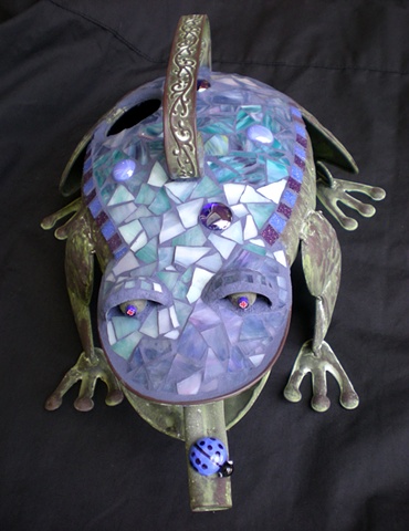 Frog Watering Can by Kathleen Stewart  ~  Maplestone Gallery ~ Contemporary Mosaic Art