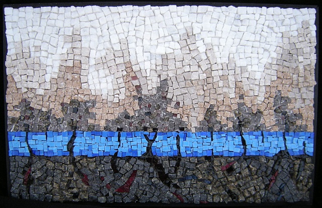 Maplestone Gallery  ~  Contemporary Mosaic Art  "The Thin Blue Line"  by Valerie McGarry