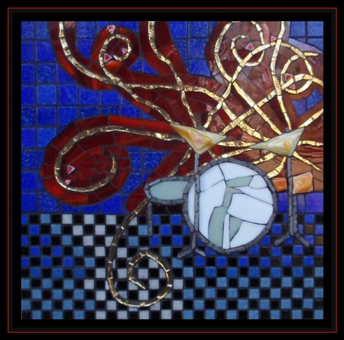 Maplestone Gallery  ~  Contemporary Mosaic Art  "Bling Bling Ching Ading Ding"  by Gila Rayberg