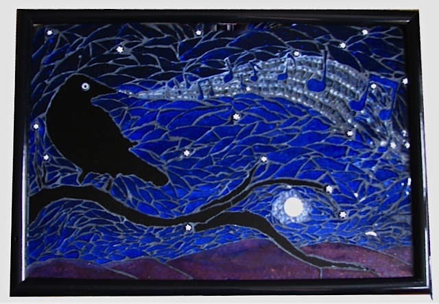 'Bllackbird' by Lori Meade  ~  Maplestone Gallery  ~  Contemporary Mosaic Art