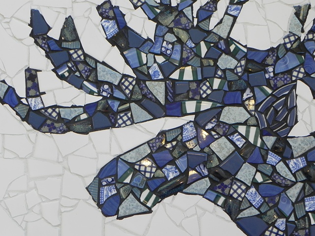 Blue Moose 1 by Donna Lieberman  ~  Maplestone Gallery  ~  Contemporary Mosaic Art