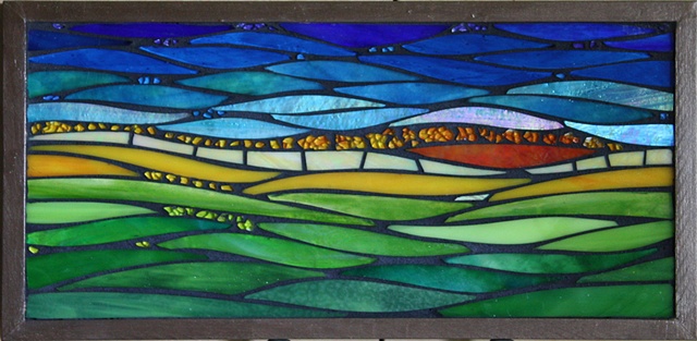 Maplestone Gallery  ~  Contemporary Mosaic Art  "Saskatchewan Sunset"  by Jean Loney
