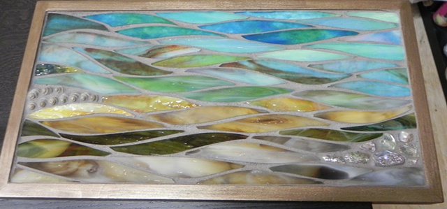 Maplestone Gallery ~ Contemporary Mosaic Art  ~ 'Quiet Beach' by Jean Loney