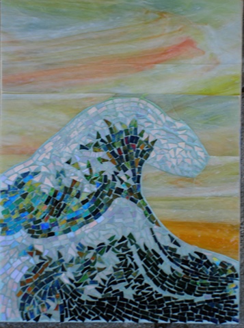 Maplestone Gallery  ~  Contemporary Mosaic Art  "Ode to Hokusai"  by Suzanne Steeves