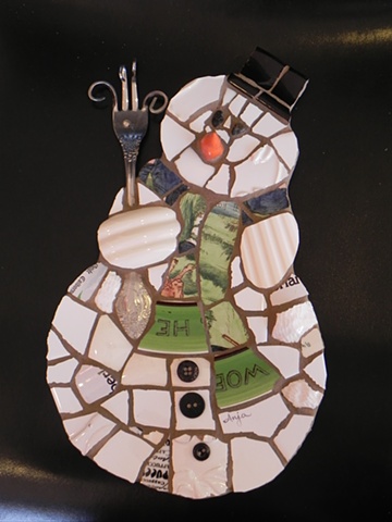 Snowman by Anja Hertle ~  Maplestone Gallery  ~  Contemporary Mosaic Art
