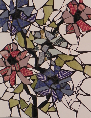 Maplestone Gallery  ~  Contemporary Mosaic Art  "Clematis 1"  by Donna Lieberman