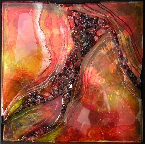 'Pomegranate Ice' by Pat Mitchell ~  Maplestone Gallery  ~  Contemporary Mosaic Art