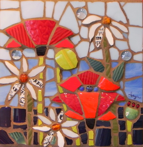 Floral Explosion by Anja Hertle  Maplestone Gallery  Contemporary Mosaic Art