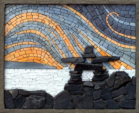 Inukshuk by Terry Nicholls  Maplestone Gallery  Contemporary Mosaic Art