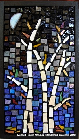 Moonlit Birch by Tricia Huffman  Maplestone Gallery  Contemporary Mosaic Art