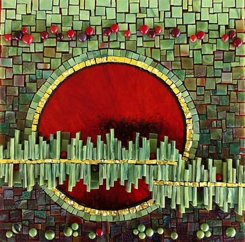 Red Moon Rising by Kelley Knickerbocker  Maplestone Gallery   Contemporary Mosaic Art