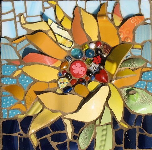 Sunflower by Anja Hertle ~  Maplestone Gallery  ~  Contemporary Mosaic Art
