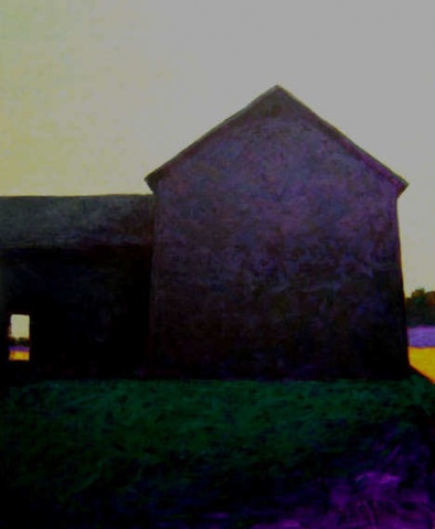 Gray Barn, Green Sky