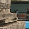 Aztec ruins in the middle of the Subway corridor
