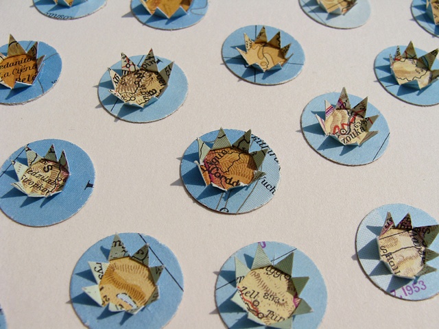 map collage titled Pollinate from the Uncharted Series for the exhibition Aggregate at the ICA (MECA) in September 2009 by Shannon Rankin