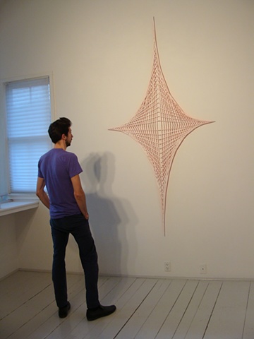 installation made with strips of nautical maps painted with acrylic titled Heave for the exhibition Fathom at the CMCA in May 2011 by Shannon Rankin