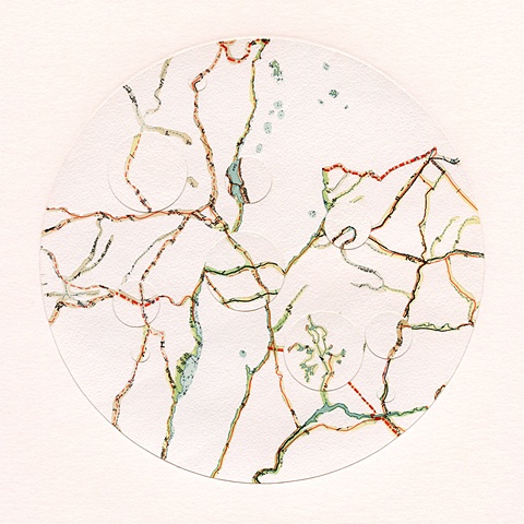 map collage made with maps and acrylic from the Transplant Series by Shannon Rankin