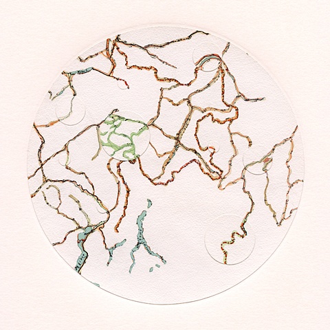 map collage made with maps and acrylic from the Transplant Series by Shannon Rankin