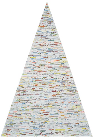 map collage made with strips of data maps titled Strata for the exhibition Fathom at the CMCA in May 2011 by Shannon Rankin
