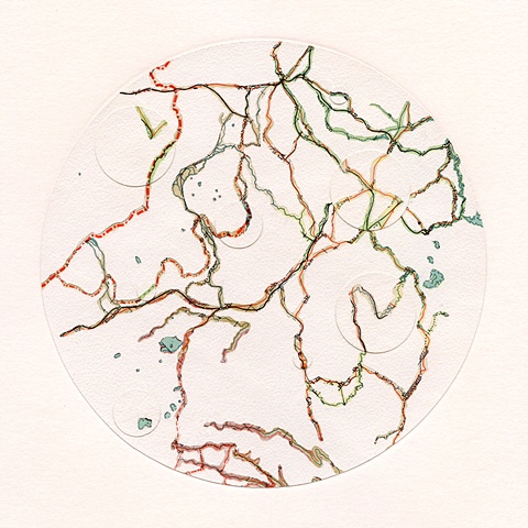 map collage made with maps and acrylic from the Transplant Series by Shannon Rankin