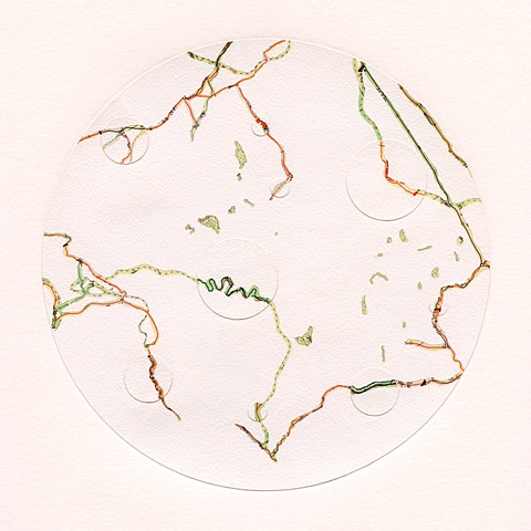 map collage made with maps and acrylic from the Transplant Series by Shannon Rankin