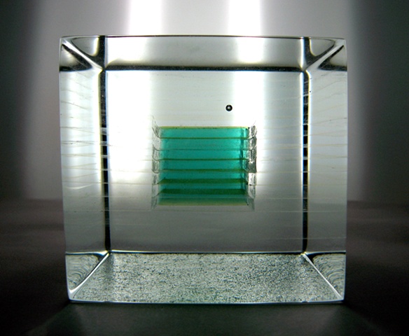 "Clear Cube With Green Cube"