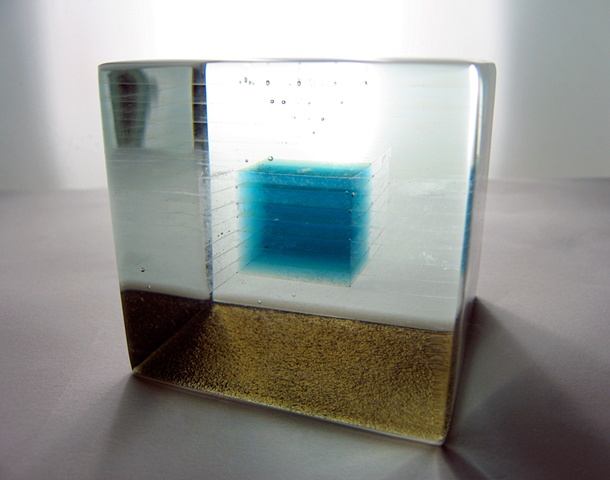 "Clear Cube with Blue Cube"