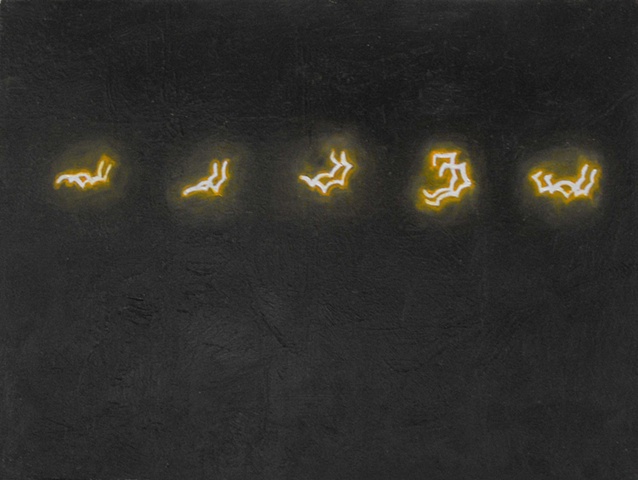 filament oil on canvas painting glowing on black by lauren karrenberg 