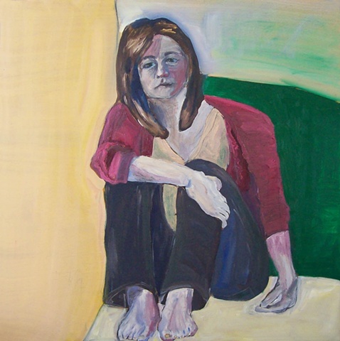 self portrait oil on wood original painting by lauren karrenberg