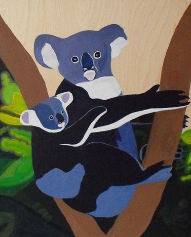 koala acrylic painting on wood by lauren karrenberg