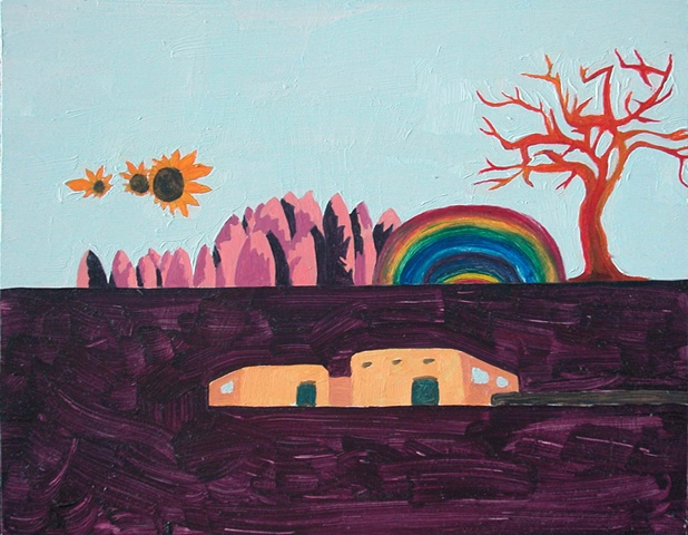 family portrait southwest influence oil on masonite by lauren karrenberg
