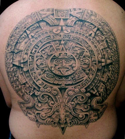 Aztec Calendar Tattoos on Butterfat Tattoo   Black And Grey Aztec Calendar