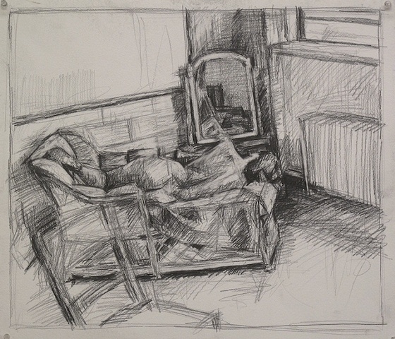 reclining model and mirror