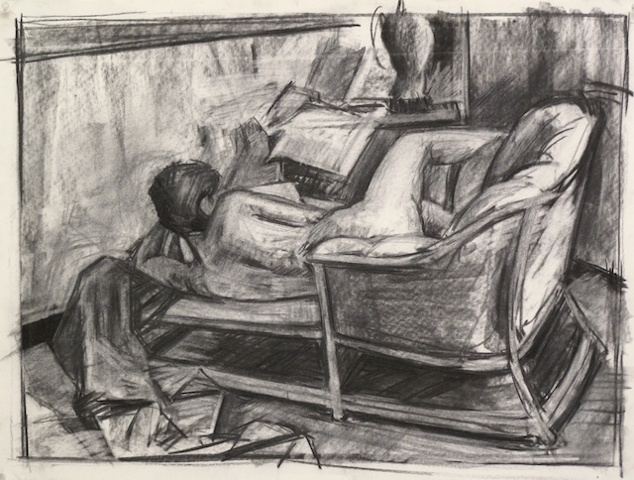 model and chaise