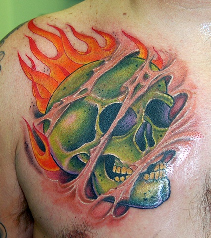 Flamin' skull