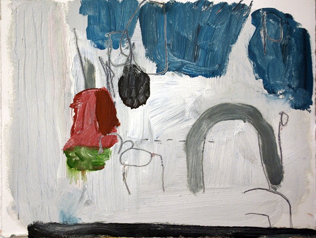 Near Julie's Farm oil and pencil on paper drawing by brian severns