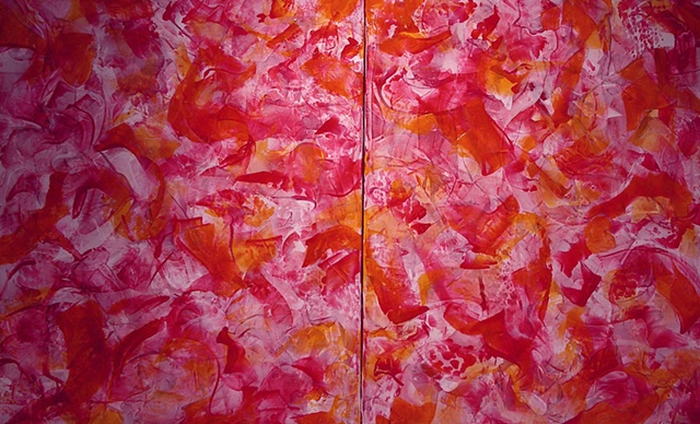 Les Pivoines (Peonies) - diptych $400 each panel, or $750 as diptych