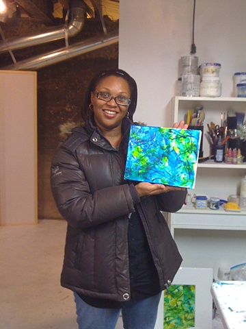 Niesha Thorne with her new painting 2010