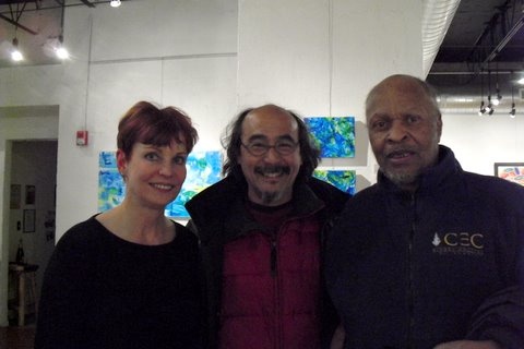 Fellow artists Homare Ikeda and Bob Ragland with the artist, WaterSongs Show 2010