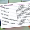 Amanda Curreri, "Joe's Biscotti Recipe" 
Recipe card postcard image from interactive project