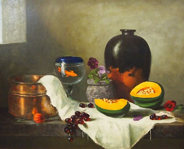 open pot with fruit