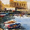 Boats in Harbor 
Signature Illegible