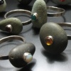 Small Pebble Rings with Gemstones