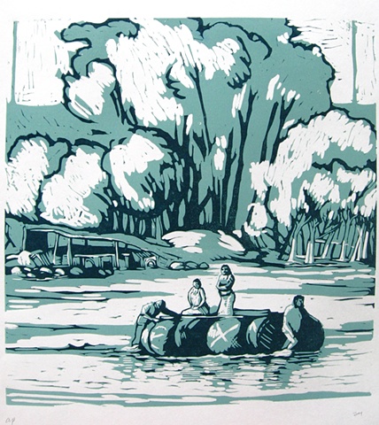 print migrants immigration river crossing central america mexico u.s.a.