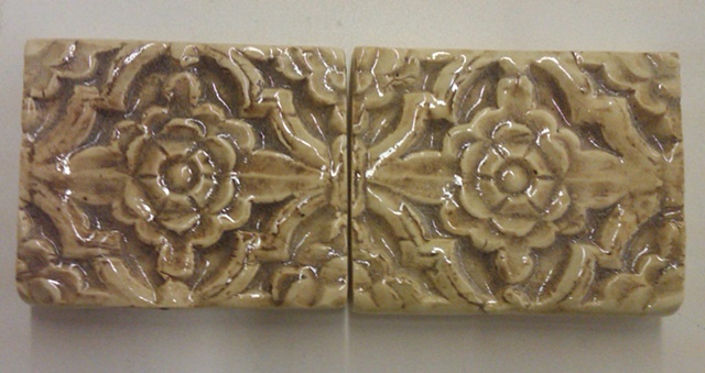 Recreated Tiles from carved teak from India.