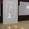 Like Lambs, detail of Madonna & Child video projection.