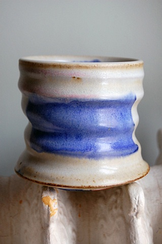 thrown stoneware cup, slip, cone 10 reduction